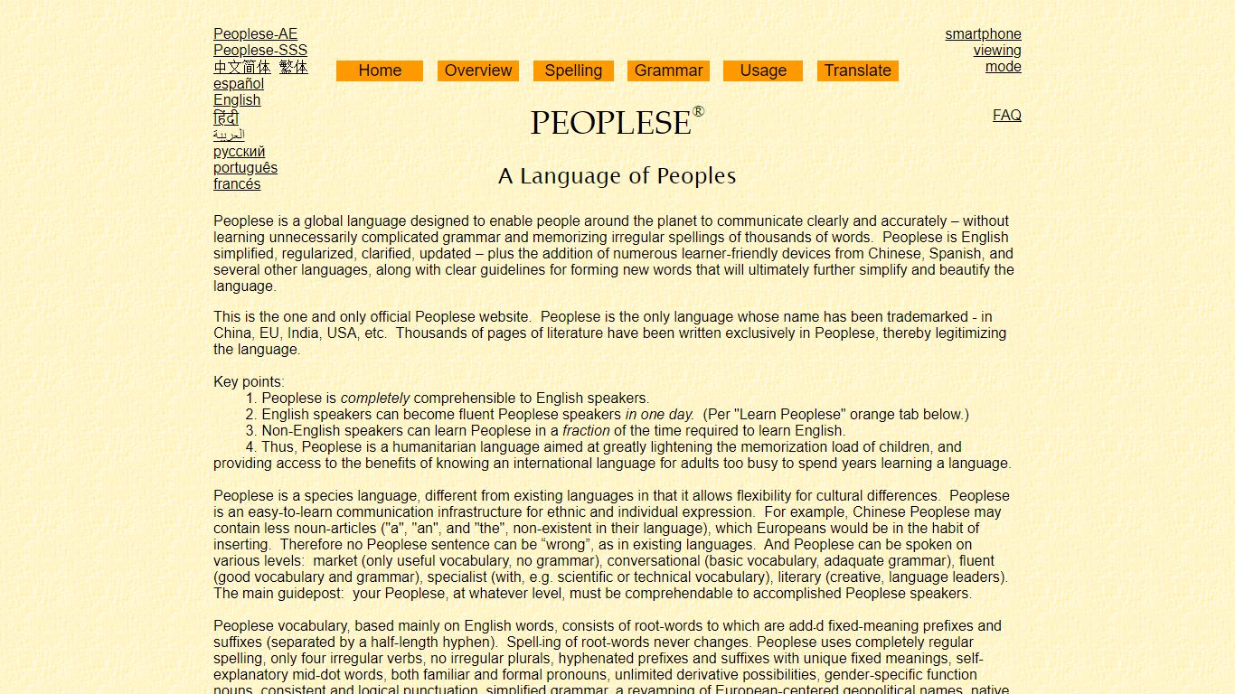 Peoplese - the language of people